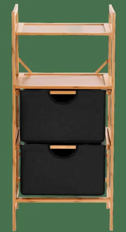 Commodes^CASA BAMBOO Armoire à 2 Tiroirs Noir, Naturel