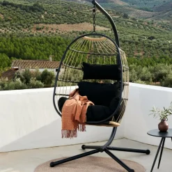 Chaises Suspendues^CASA BAZAI Chaise Suspendue Avec Support Noir