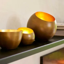 Porte-Bougies^CASA GIMINI Support Bougie Chauffe-plat Cuivre