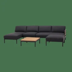 Salon De Jardin^CASA HANNA Lounge Teck Banc Noir