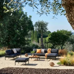 Salon De Jardin^CASA HANNA Lounge Teck Fauteuil Coin Noir