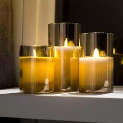 Bougies Led^CASA ION Bougies LED Set De 3 Gris