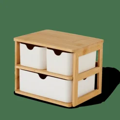 Accessoires Bureau^CASA KONDO Organisateur 3 Tiroirs Blanc, Naturel