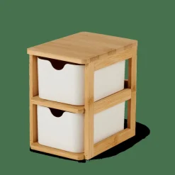 Accessoires Bureau^CASA KONDO Organisateur 2 Tiroirs Blanc, Naturel