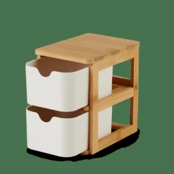 Accessoires Bureau^CASA KONDO Organisateur 2 Tiroirs Blanc, Naturel