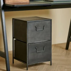 Commodes^CASA PHARMA Armoire à 2 Tiroirs Noir