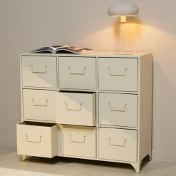 Commodes^CASA PHARMA Meuble De Pharmacie 9 Tiroirs Sable