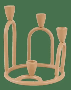 Bougeoirs^CASA RINGS Bougeoir Pour 4 Bougies Brun Clair