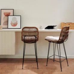 Chaises De Bar^CASA SUMATRA Tabouret De Bar Noir, Naturel