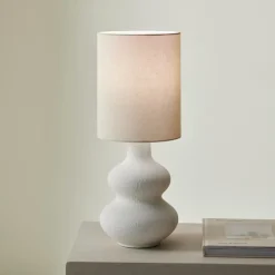 Lampes De Table^CASA WHITESTONE Lampe De Table Avec Abat-jour E27 Blanc Cassé