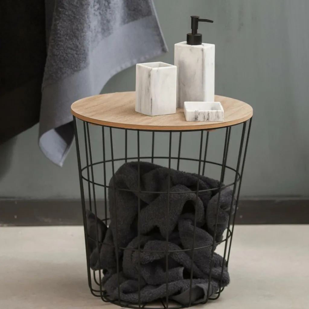 Paniers En Fil|Tables D'Appoint^CASA WIRE Table D'appoint Noir, Naturel