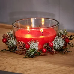 Bougies^CASA XMAS Bougie Avec Déco Rouge