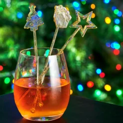 Cocktail Accessoires^CASA X-MAS Bâtonnets à Cocktail Set De 12 Mélange De 3 Formes Doré, Transparent